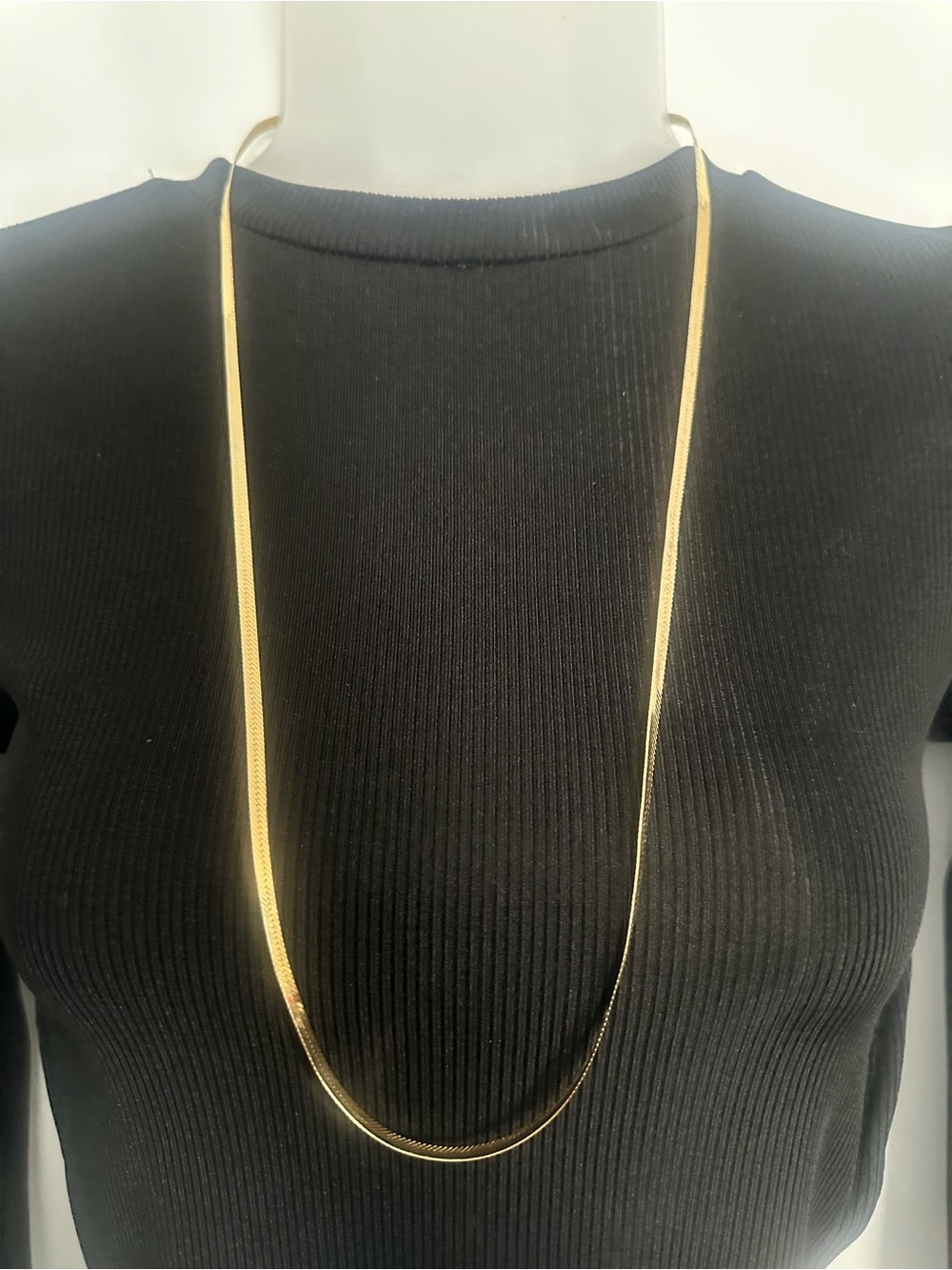Vintage 14KT Vermeil Over 925 Italian Silver 30 Inch Flat Herringbone Necklace